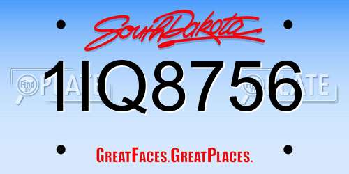 1IQ8756 South Dakota License Plate
