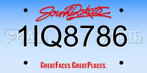 1IQ8786 South Dakota License Plate