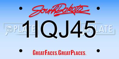 1IQJ45 South Dakota License Plate