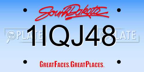1IQJ48 South Dakota License Plate
