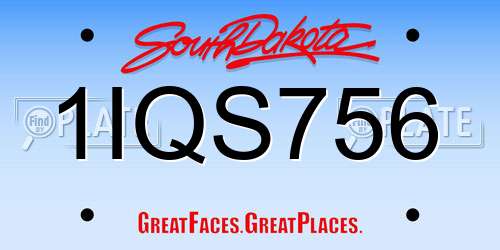 1IQS756 South Dakota License Plate