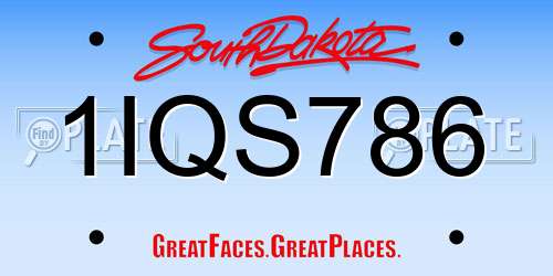 1IQS786 South Dakota License Plate
