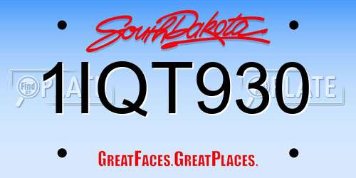 1IQT930 South Dakota License Plate