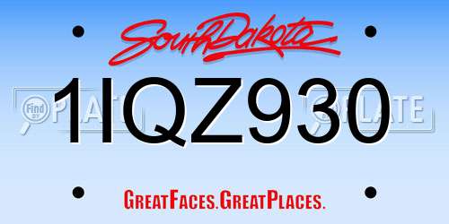 1IQZ930 South Dakota License Plate