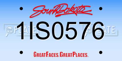 1IS0576 South Dakota License Plate