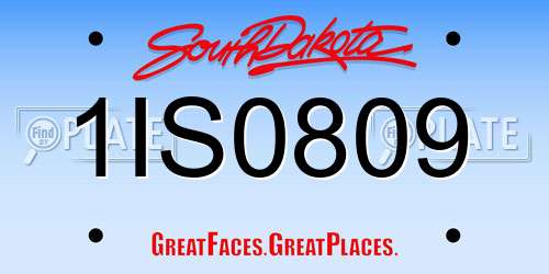 1IS0809 South Dakota License Plate