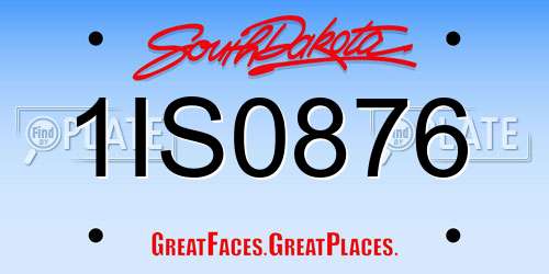1IS0876 South Dakota License Plate
