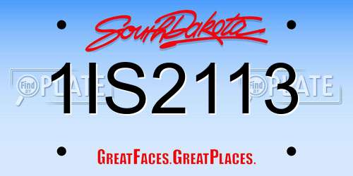 1IS2113 South Dakota License Plate