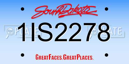 1IS2278 South Dakota License Plate