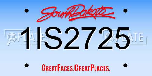 1IS2725 South Dakota License Plate