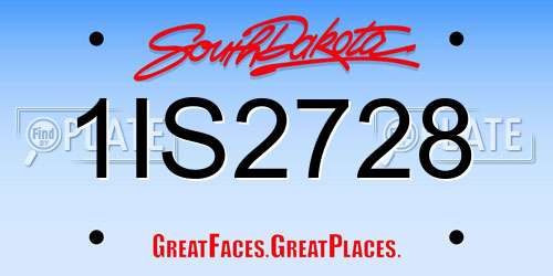 1IS2728 South Dakota License Plate
