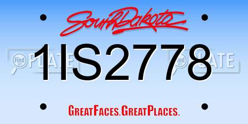 1IS2778 South Dakota License Plate