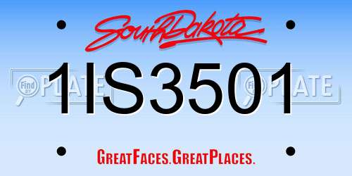 1IS3501 South Dakota License Plate