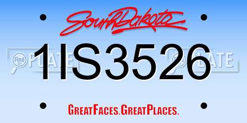 1IS3526 South Dakota License Plate