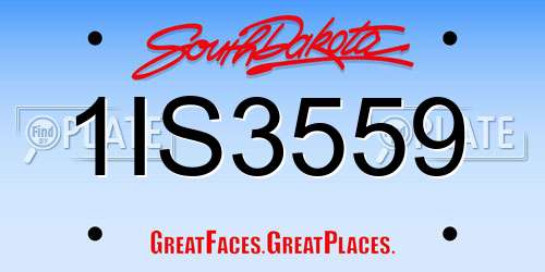 1IS3559 South Dakota License Plate
