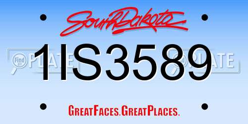 1IS3589 South Dakota License Plate