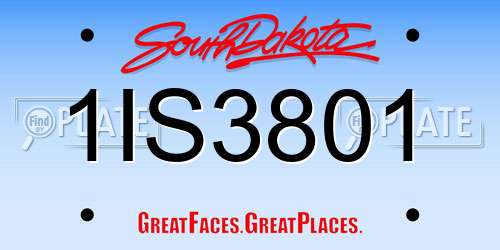 1IS3801 South Dakota License Plate
