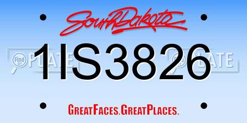 1IS3826 South Dakota License Plate