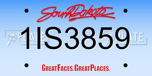 1IS3859 South Dakota License Plate