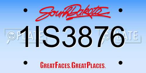 1IS3876 South Dakota License Plate