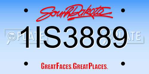 1IS3889 South Dakota License Plate