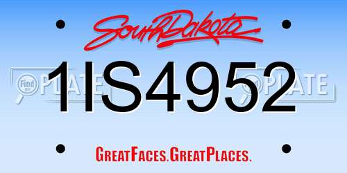 1IS4952 South Dakota License Plate