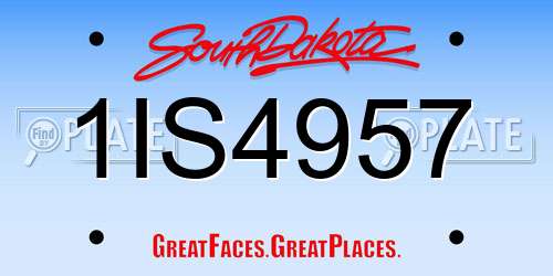 1IS4957 South Dakota License Plate