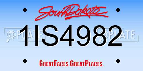 1IS4982 South Dakota License Plate