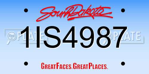 1IS4987 South Dakota License Plate