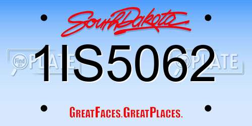 1IS5062 South Dakota License Plate