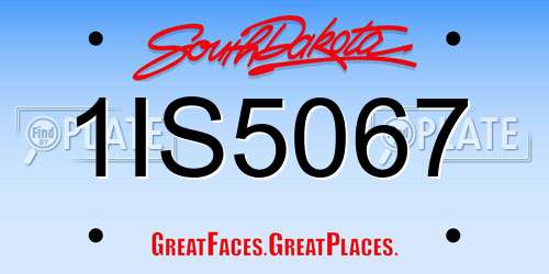 1IS5067 South Dakota License Plate