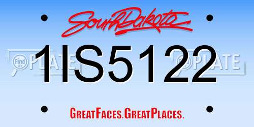 1IS5122 South Dakota License Plate