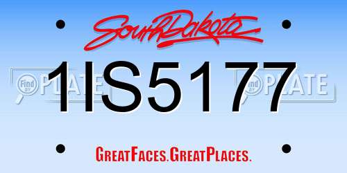 1IS5177 South Dakota License Plate