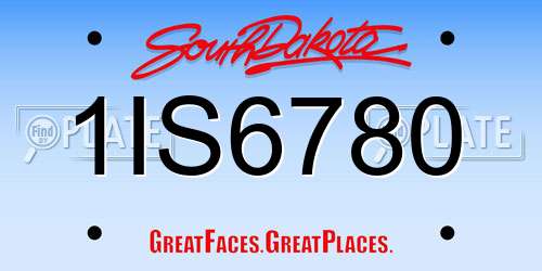 1IS6780 South Dakota License Plate