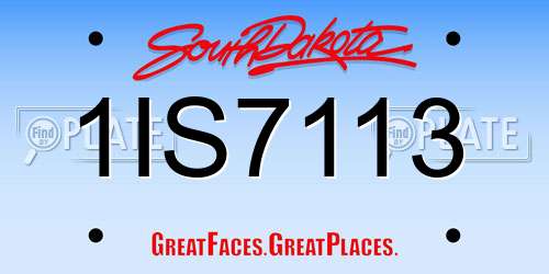 1IS7113 South Dakota License Plate