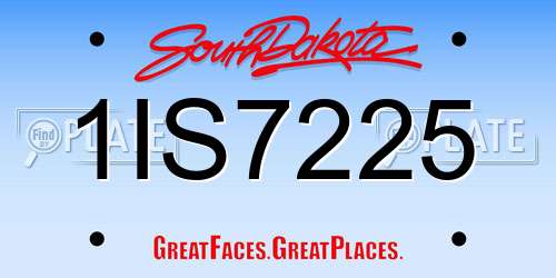 1IS7225 South Dakota License Plate
