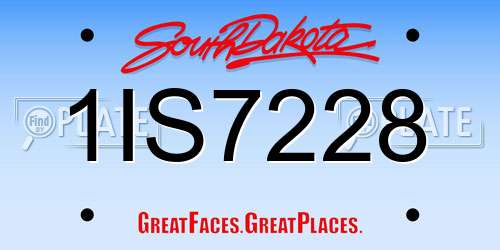 1IS7228 South Dakota License Plate