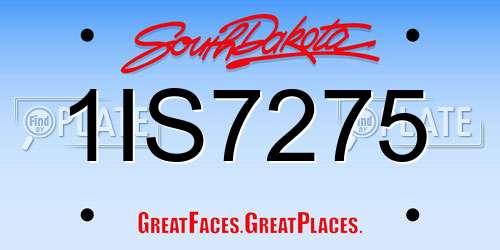 1IS7275 South Dakota License Plate