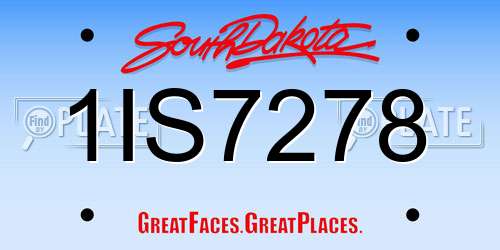1IS7278 South Dakota License Plate