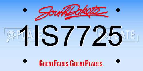 1IS7725 South Dakota License Plate