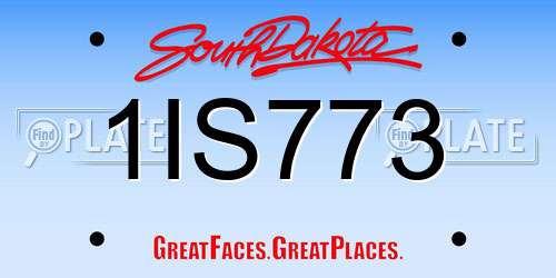 1IS773 South Dakota License Plate