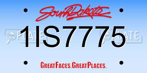 1IS7775 South Dakota License Plate
