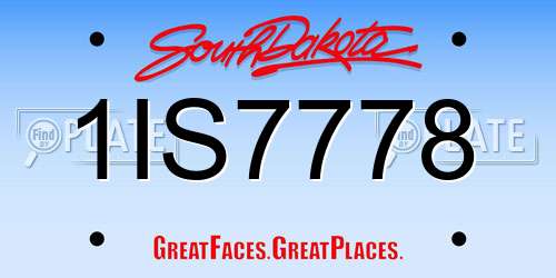 1IS7778 South Dakota License Plate