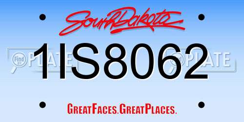 1IS8062 South Dakota License Plate