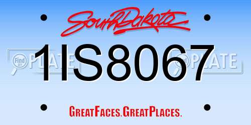 1IS8067 South Dakota License Plate