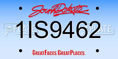 1IS9462 South Dakota License Plate