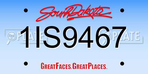 1IS9467 South Dakota License Plate