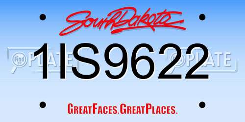 1IS9622 South Dakota License Plate