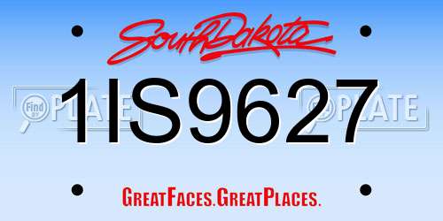 1IS9627 South Dakota License Plate