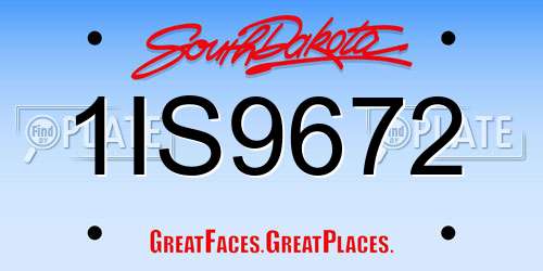 1IS9672 South Dakota License Plate